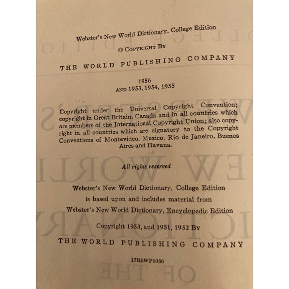 Vtg  WEBSTER'S NEW WORLD DICTIONARY of the American Language Hard Cover 1953 - Picture 6 of 6